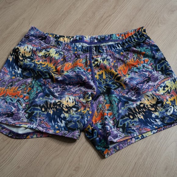 ASICS Women's Graffiti Print Workout Shorts - Picture 1 of 4